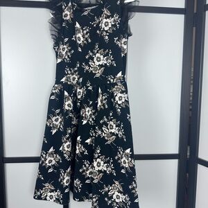Janie and Jack Black Dress with White Floral Design